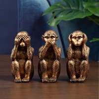 Three Wise Monkeys Statue Resin Crafts Set for Office Desk Home Decor Creative Gift for Men Women