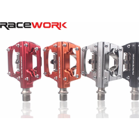 RACEWORK RK09 Double Flat Platform MTB Pedal CNC Aluminum Alloy Ball Bearing SPD Self-locking Clipless Bicycle Pedal