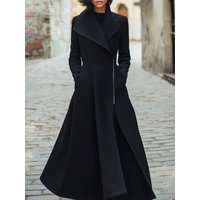 2026 New Spring Autumn Women's Classic Zippered Lapel Trench Coat Long Sleeves Pockets High Waist Casual Office Work Outerwear
