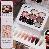 UR SUGAR 9 Colors Gradient Painting Gel Palette with 50pcs Mini Sponge Set French Ombre Gel Nail Polish for Pigmented Manicure