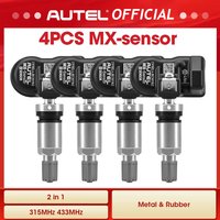4pcs Autel Sensor 2in1 315MHz 433MHz MX-Sensor Tire Pressure Monitor System Sensor Programmable & Cloneable Screw-in TPMS Sensor