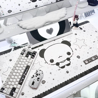 Kawaii Panda Stars PU Leather Desk Pad Protector Non-Slip Large Small Mouse Pad Pc Home &Office Keyboard Mat Laptop Desk Pad