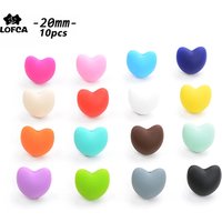 LOFCA 20 pcs Heart Shape Loose Silicone Beads For Used in jewelry making Necklace Bracelets Keychain Jewelry accessories