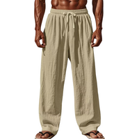 2025 New Men Cotton and Linen Casual Pants Simple and Comfortable Straight Leg Pants Waist Drawstring Plus Size Looser S-4XL image 4