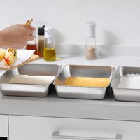 3-Piece Stainless Steel Breading Tray Set, for Chicken Fish Meat Coating Prep, Easy Clean Professional Kitchen