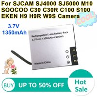 2 pcs 3.7V 1350mAh/4.995W Li-ion Battery for SJCAM SJ4000 SJ5000 M10 SOOCOO C30 C30R C100 S100 EKEN H9 H9R W9S Camera Batteries