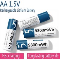 AA 1.5V 9800mWh Lithium-ion Rechargeable Battery for Remote Control Mouse Small Fan Electric Toy High Capacity Fast Charging