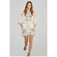 Adjustable Elastic V-Neck Short Sleeve Embroidered Shirt And Mid-Waist Shorts Women's Fashion Summer Outfit Breathable Polyester