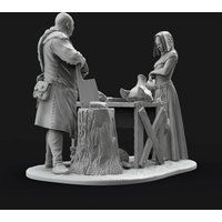 54mm resin figure unpainted model kit, Medieval Market "How much is the meat?", unassembled and unpainted GK