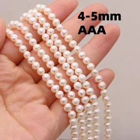 4-5mm AAA+ Natural Freshwater Pearls White Round Pearl Spacer Beads for Jewelry Making DIY Necklace Bracelet Accessories Gift