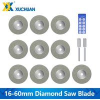 12pcs 16-60mm Mini Diamond Cutting Disc With Mandrel Circular Saw Blade for Dremel Rotary Tool Wood Stone Plastic Glass Tile