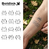 BOLDINK Line Cat Head Moisturizing Tattoo Sticker Unisex Fashion Design Easy Apply Waterproof Lasts 1-2 Week