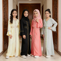 Muslim Kids Girls Maxi Dress Ramadan Eid Djellaba Dubai Abaya Turkey Kaftan Islamic Clothing Arabic Robe Children Prayer Gown
