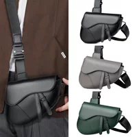 New Men's Saddle Crossbody Bag Zipper Shoulder Bag Lightweight Single Strap Messenger Purse For Men Solid Color Casual Chest Bag