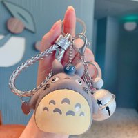 Totoro Keychain Cartoon Anime Cute Cat Totoro Doll Figure Leather Strap Keyring Bag Car Key Chain Christmas Gifts