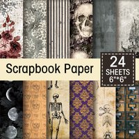24 pcs Vintage Scrapbooking Paper Set DIY Material Paper Halloween Decorative Antique Retro Art Craft Embellishment Supplies