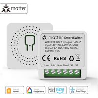 Matter WiFi Smart Switch 16A Smart Home Light Switch Relay Module Voice Control Work with Alexa Google Homekit Smartthings
