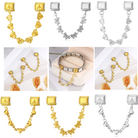 Italian Charm Link Fit 9mm Stainless Steel Removable Circular Star Leaf Blade Flow Su Double Hanging Jewelry Bracelet DIY