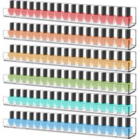 6-Pack Acrylic Nail Polish Organizer - 15" Wall Mounted Display Rack Holds 90 Bottles, Clear Floating Shelf for Makeup, Lipstick