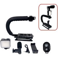 U C Shaped Holder Grip Video Handheld Stabilizer with Fill light,Phone Holder,Mic,Remote Control for SLR Cameras Home DV Came