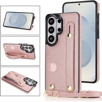Crossbody Card Holder Square Case for Samsung Galaxy S26 Ultra S25 Edge S24 S23 Plus S25 FE Lanyard Wristband Stand Bag Cover