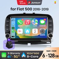 Junsun 7" Kabelloses CarPlay Android Auto Autoradio für Fiat 500 2016 2017 2018 2019 Multimedia Kabelloses Apple CarPlay Intelligente Systeme IPS Touchscreen Stereo-Videoplayer 2 Din Autoradio Head