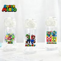 400ML Super Marios Bro Cartoon Water Cup Girl Boy Straw Cups Children Cute Water Bottle Outdoor Sport Plastic Drinking Bottles