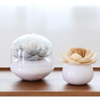 1 Pcs Flower Pattern Cotton Swab Holder Storage Container Toothpick Organizer Tube with Dust Cover Plastic Toothpick Storage Box