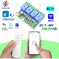 WiFi Smart Switch EWelink ,DC 12V 24V 48V USB 5V 4 Channels Wireless Remote Control,DIY Switch,Alexa Google Home Voice Control