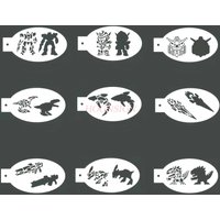 9PCS New children's facial painting template hollowed out mecha warrior boy tool cartoon pattern