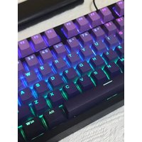 Custom Gradient Violet OEM Profile Top-lit Shine Through Keycap Double Shot PBT Keycaps 130 Keys for MX Switches Gaming Keyboard