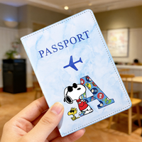 Snoopys PU Passport Cover Men Women Organizer Protective Card Holder ID Document Covers Anime Letter Print Travel Passport Case