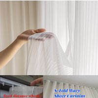 Custom size!!!S Fold Wavy White Tulle Vertical Chiffon Sheer Curtains for Living Dining Room Bedroom Luxury Window Decor 창문