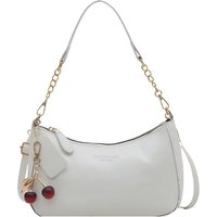 Patent Leather Underarm Bag With Cherry Pendant, Chain Strap Ladies Shoulder Purse
