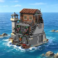 MOC Secret Agent's Home Riviera Extension Building Blocks Creative Medieval Italian House Construction Bricks Toy for Adult Gift