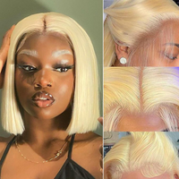 613 Blonde Bob Wig Human Hair 13x6 Lace Front Wigs Human Hair Pre Plucked Transparent Lace 220% Density Lace Frontal Wig Bob Wig