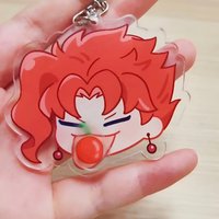 Kakyoin Rotating Cherry Anime Keychain JJBA Stardust Crusaders Acrylic Key Chain Man Cute Key Ring Women Bag Pendant Ornament