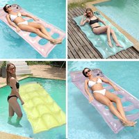 Inflatable Float Bed Swimming Ring Tube Water Leisure Bed Swimming Air Mattress Swimming Pool Bed Beach Recliner