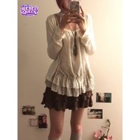 Japanese Vintage Sweet Casual Women Slim 3 Piece Ruffle Hem Tie Detail Knit Cardigan + Vest + Mini Skirt Casual Daily Streetwear