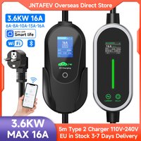 JNTAFEV 3,6KW Tragbares Ladegerät 16A Typ 2 Elektroauto-Ladegerät EV-Ladegerät EVSE Ladekabel WIFI APP-Steuerung Unterstützt 110V-240V