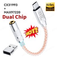 CX31993 MAX97220 Dual Chip USB Type C to 3.5mm Audio Adapter 32b/384kHz DAC HiFi Headphone Amplifier IEM AMP Audio Decoder