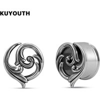 KUYOUTH New Gothic Swirl Ear Tunnel Stretcher Hypoallergenic Comfort-Fit Ear Gauge Plug Body Jewelry 1Pairs