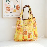 Cute Lazybear Cartoon Rilakkuma Medium-sized Folding Shopping Bag for Women Easy Bear Polyester Eco-friendly Portable Handbags