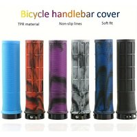 AliExpress NONE TPR Bicycle Grips Integrated Bicycle Handlebar Grips Aluminum Alloy Lock on Bicycle Handles Non-slip MTB Cuffs Bike Part