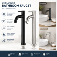 Stainless Steel Quick Open Heighten Single Cold Kitchen Sink Faucet Bathroom Counter Basin Tap