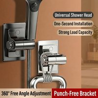 No Drill Shower Head Stand Adjustable Height 360° Rotation Non-Slip Universal G1/2 for Bathroom Wall Mount Shower Bracket