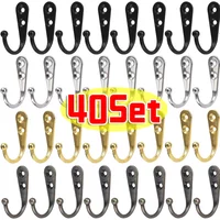 Multi-Purpose Hooks with Screws Wall Mounted Alloy Hanging Hangers Kitchen Bathroom Storage Rack Holders Coat Towel Bag Cap Hook
