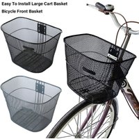 High Quality Easy To Install Large Cart Basket Metal Adjustable Bicycle Front Basket Black/Silver Durable Fixed Backpack