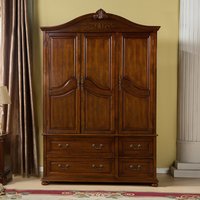 Full solid wood wardrobe small apartment household bedroom double door locker