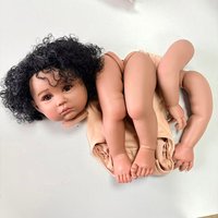 24inch Reborn Doll Kit Julieata in Dark SKin with Black Curly Hair Unassembled Doll Parts DIY Doll Kit image 3